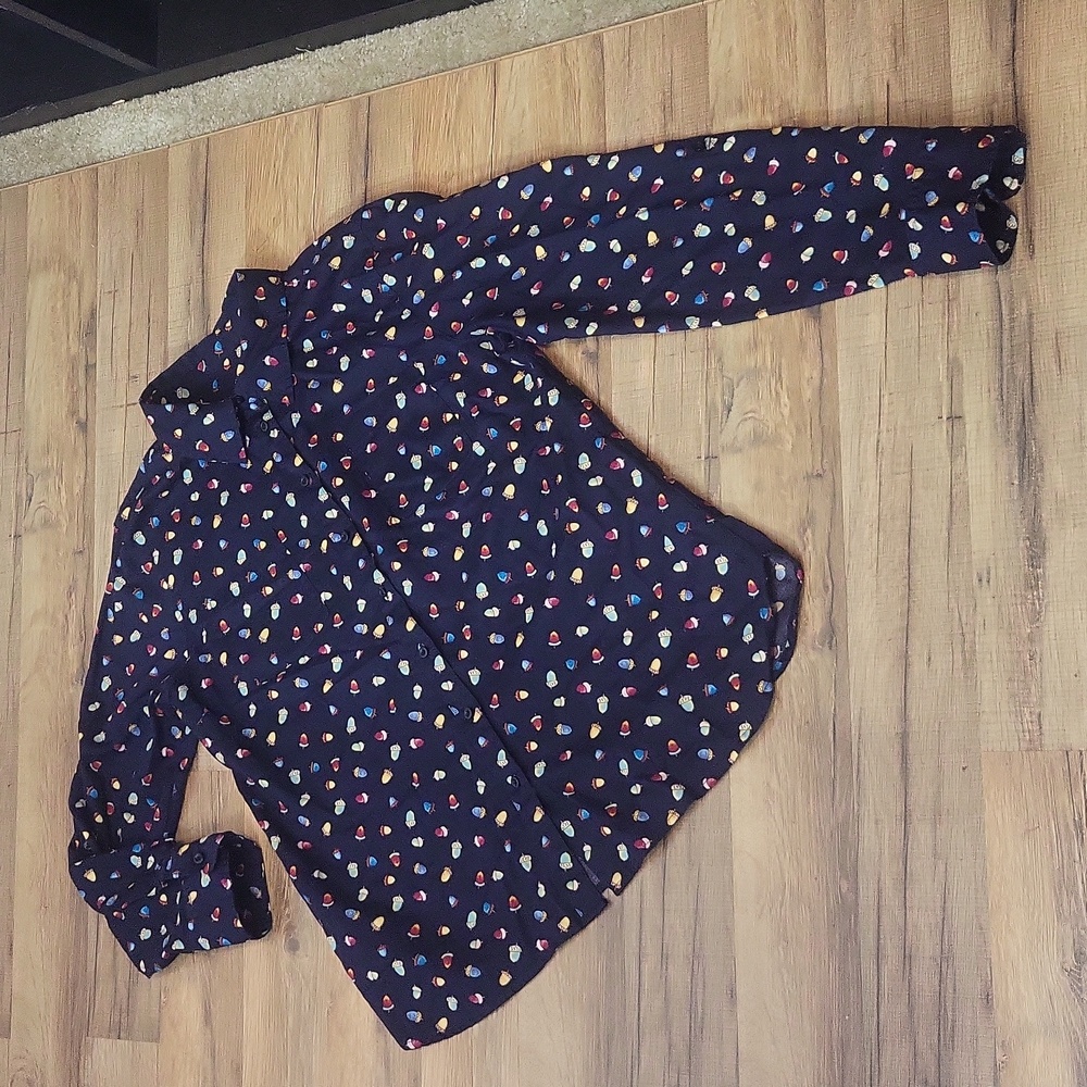 Talbots Blue With Multicolored Acorn Print Roll-T… - image 3